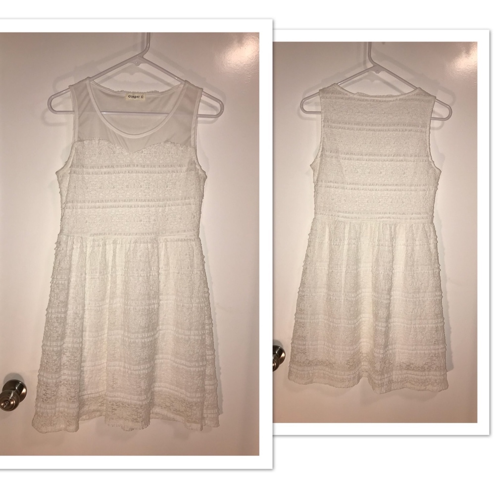 White lace above the knee dress